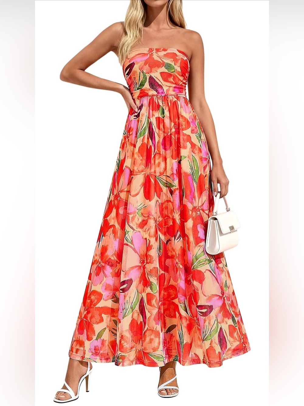 Pretty garden strapless floral dress NWT